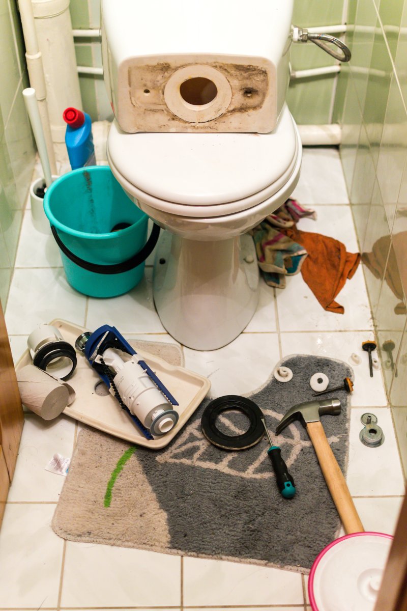 New toilet being installed in a Peckham bathroom